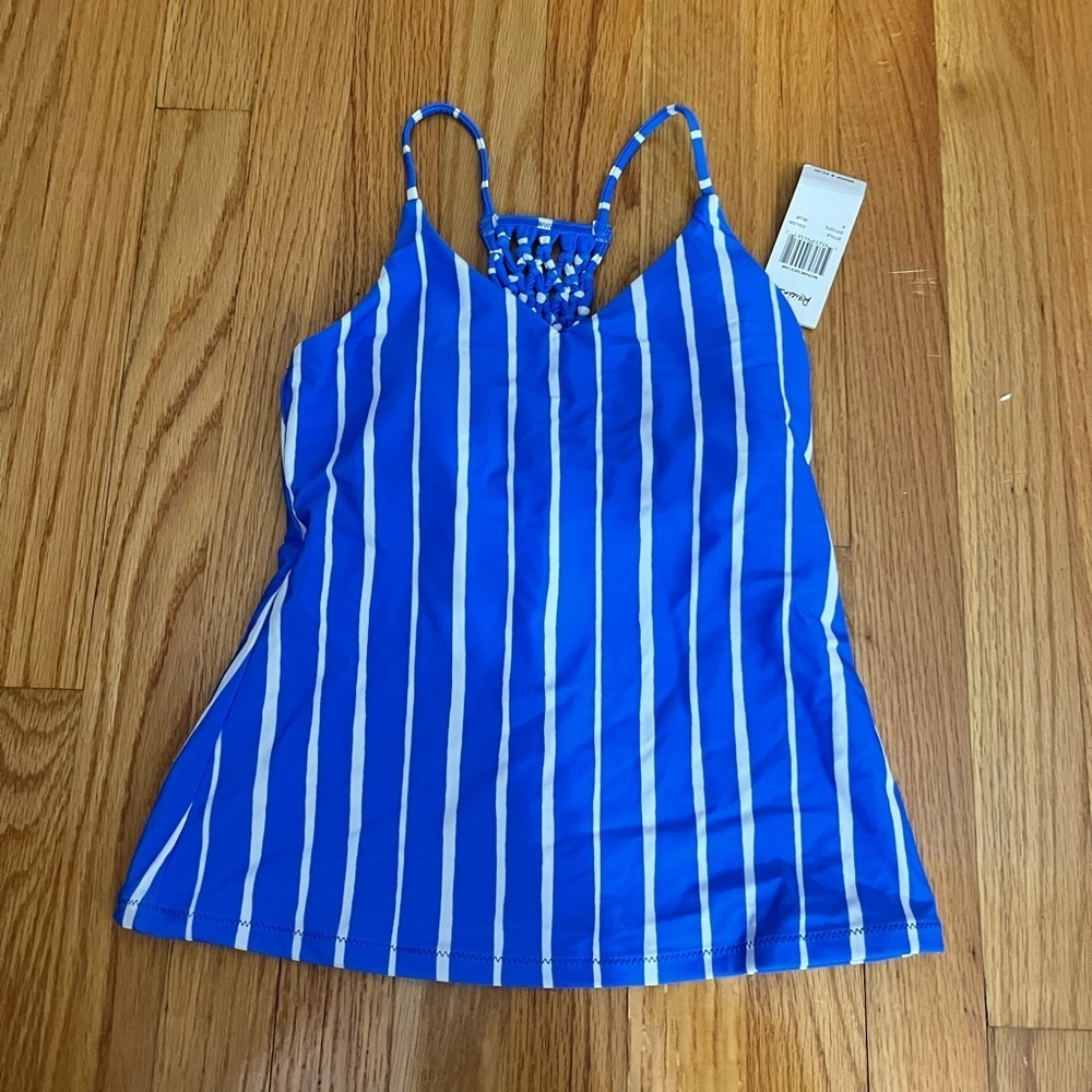 NWT RAISINS Blue and White Striped Tankini Top - Picture 3 of 5